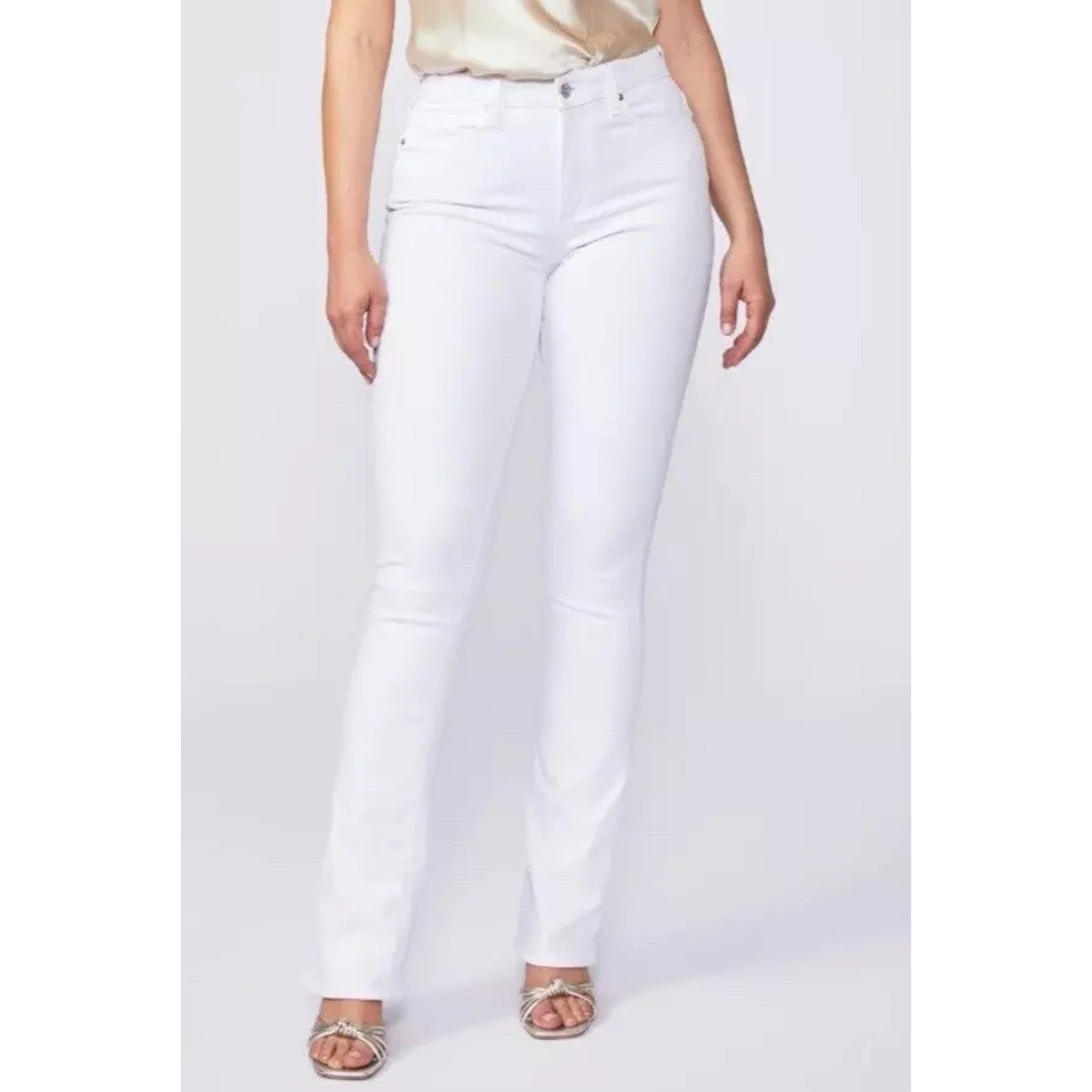 Paige Hourglass High Rise Bootcut Jeans Size 34 Crisp White New Msrp 225